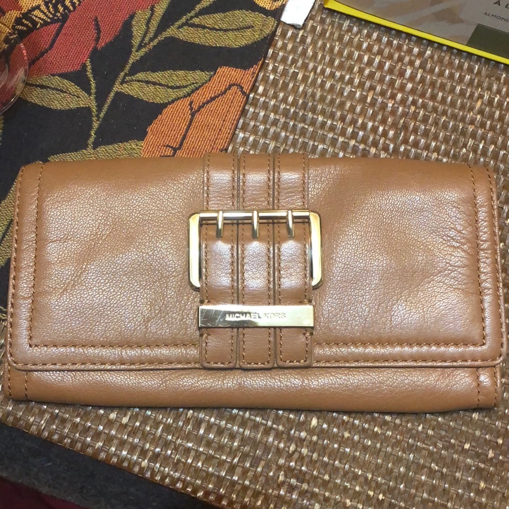 Michael Kors Brown Leather Clutch